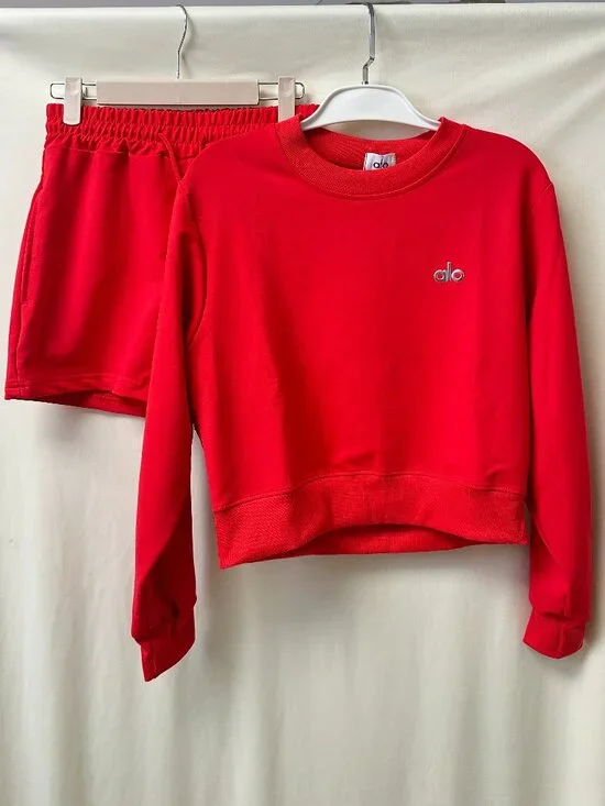 ALO Red Long-Sleeve Top & Shorts Set — Size S - Picture 3 of 3